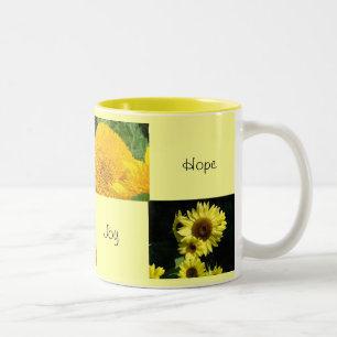 Love Faith Joy Hope Mugs Yellow Sunflowers