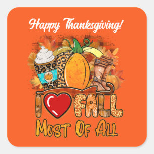 Love Fall Autumn Customise Square Sticker