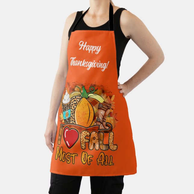 Love Fall Autumn Customise Text and Colour Apron (Insitu)