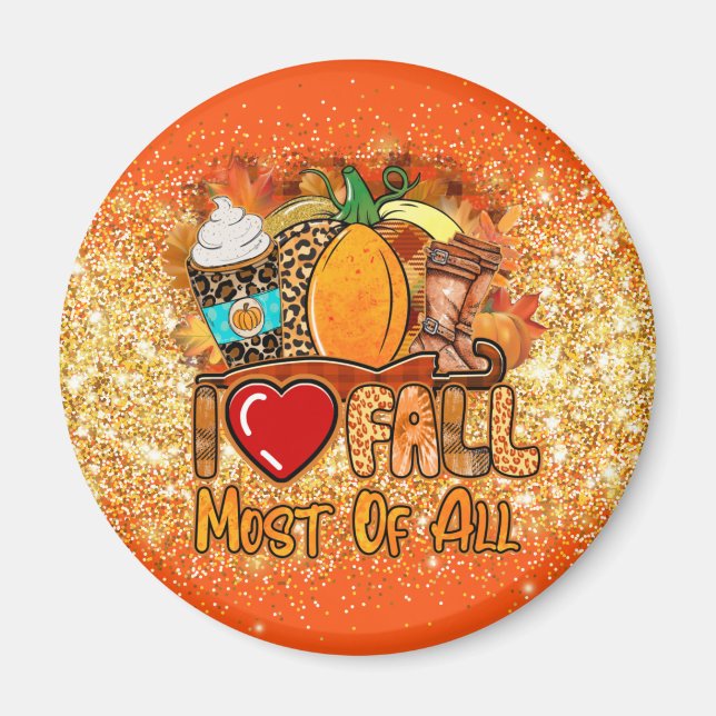 Love Fall Autumn Customise Text and Colour Magnet (Front)