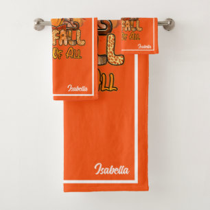 Love Fall Autumn Customize Text and Color Bath Towel Set