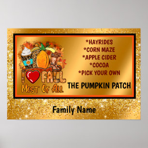 Love Fall Autumn Customize Text and Color Poster