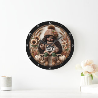 Love Fall Girl Doll Large Clock