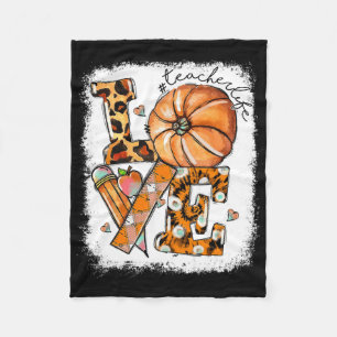 Love Fall Tie Dye Teacher Life Pumpkin Autumn Than Fleece Blanket