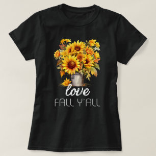 Love Fall Y'all Autumn Leaves Cute Fall T-Shirt