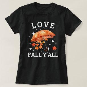Love Fall Y'all Autumn Leaves Cute Fall T-Shirt