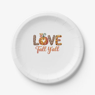 Love Fall Y'all Fall Paper Plate