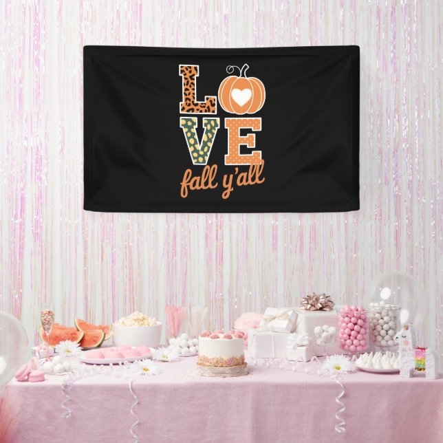 Love Fall Y'All Leopard Print Fall Thanksgiving  Banner (Party)