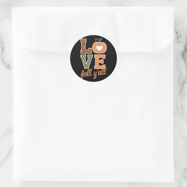 Love Fall Y'All Leopard Print Fall Thanksgiving  Classic Round Sticker (Bag)