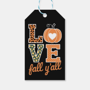 Love Fall Y'All Leopard Print Fall Thanksgiving Gift Tags