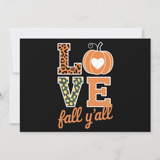 Love Fall Y'All Leopard Print Fall Thanksgiving  Invitation (Front)