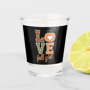 Love Fall Y'All Leopard Print Fall Thanksgiving Shot Glass
