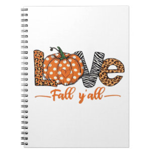 LOVE Fall Y'all Leopard Print Pumpkin Trendy Aut Notebook