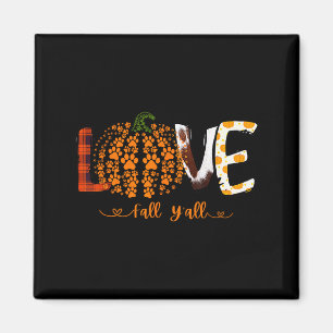 Love Fall Y'all Pumpkin Dog Paw Print Autumn Falli Magnet