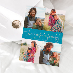 Love Family Aqua Peach Valentines Day Photo Holiday Card