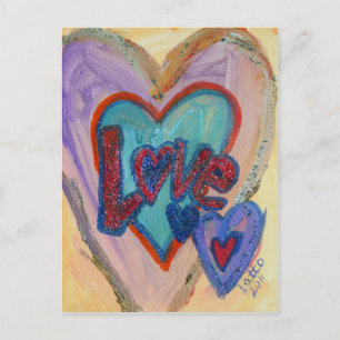 Love Family Hearts Art Painting Postcard