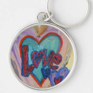Love Family Hearts Art Word Painting Keychain