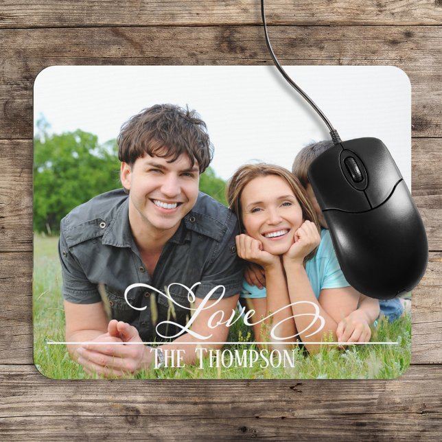 Love family Stylish Elegant Photo Personalised Mouse Mat (Creator Uploaded)