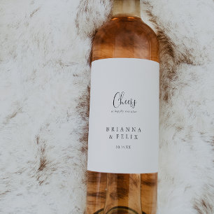 Love Fancy Script Cheers Wedding Wine Labels