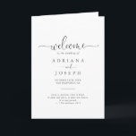 Love Fancy Script Folded Wedding Program Programme<br><div class="desc">This love fancy script folded wedding program is perfect for a modern wedding. The simple and elegant design features classic and fancy script typography in grey and white. Include a quote or short message,  order of service,  wedding party and thank you message.</div>