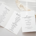 Love Fancy Script Folded Wedding Program Programme<br><div class="desc">This love fancy script folded wedding program is perfect for a modern wedding. The simple and elegant design features classic and fancy script typography in grey and white. Include a quote or short message,  order of service,  wedding party and thank you message.</div>
