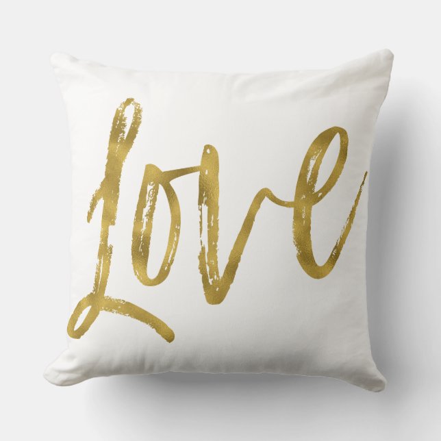 Love Faux Gold Foil Pillow (Front)