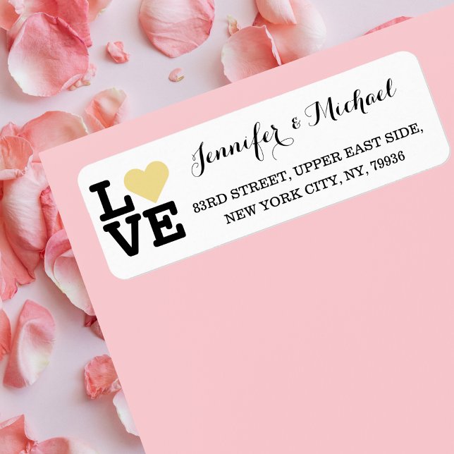 Love Faux Gold Heart Custom Wedding Valentines Day (Love Faux Gold Heart Custom Wedding Valentines Day Label)