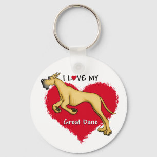 Love Fawn Great Dane Key Ring