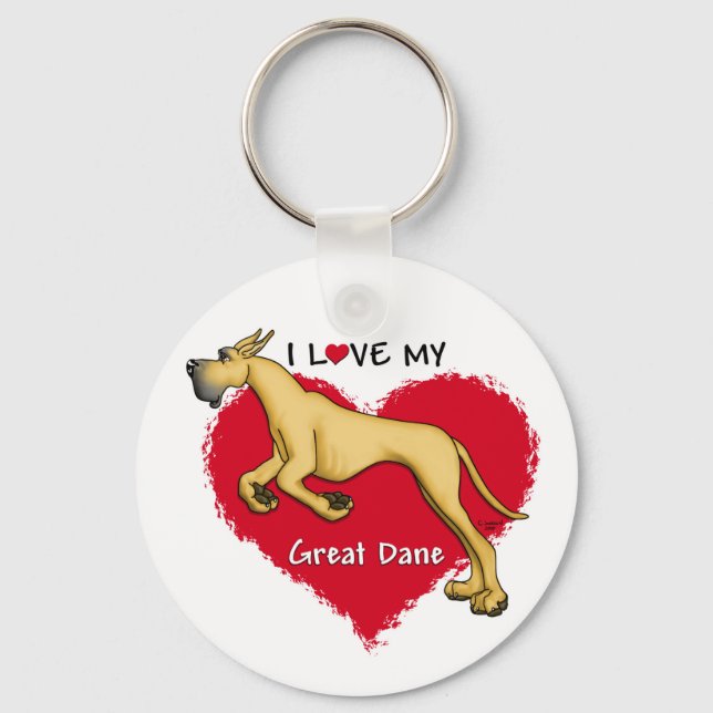 Love Fawn Great Dane Key Ring (Front)