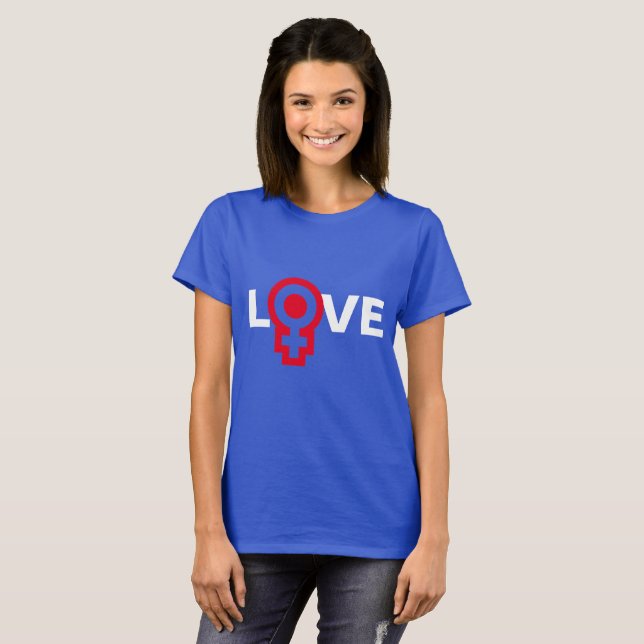 LOVE Female gender code dark customisable T-Shirt (Front Full)