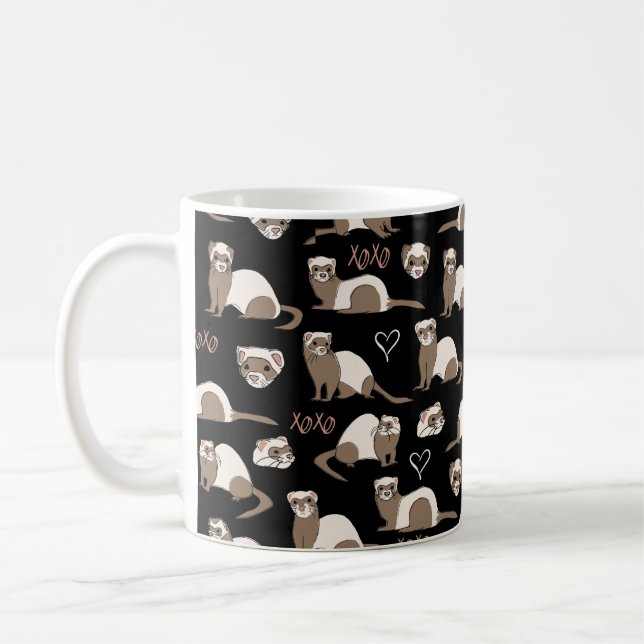 Love Ferrets - Black Coffee Mug (Left)