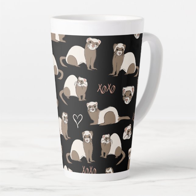Love Ferrets - Black Latte Mug (Right Angle)