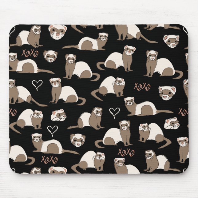 Love Ferrets - Black Mouse Mat (Front)