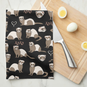 Love Ferrets - Black Tea Towel