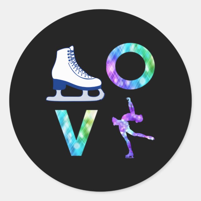 Love Figure Skating Ice Skater Classic Round Sticker (Front)