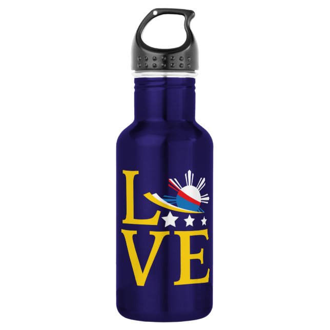 Love - Filipino Flag Typography Art 532 Ml Water Bottle (Front)