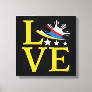 Love - Filipino Flag Typography Art Canvas Print