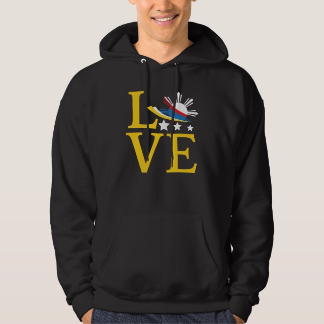 Love - Filipino Flag Typography Art Hoodie (Front)