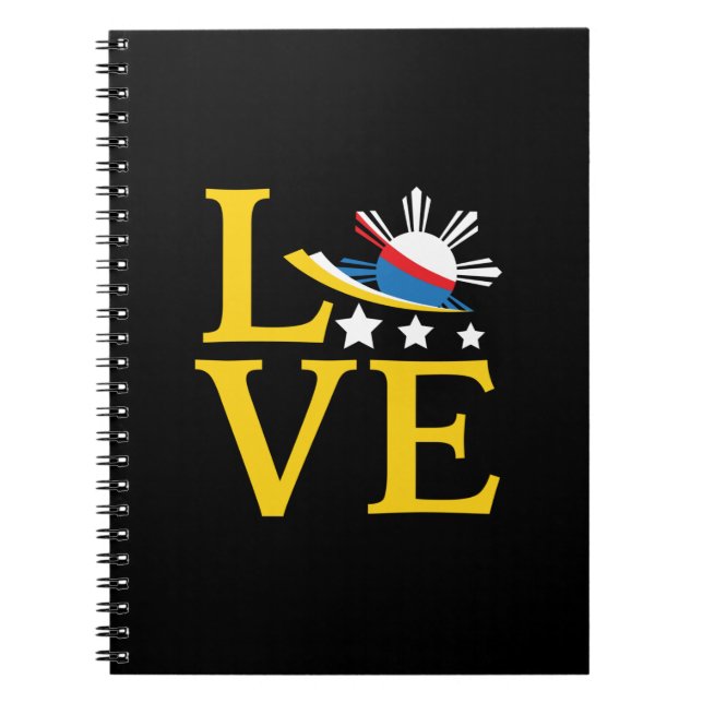 Love - Filipino Flag Typography Art Notebook (Front)