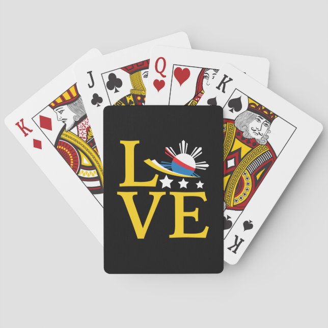 Love - Filipino Flag Typography Art Playing Cards (Back)