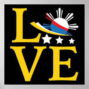 Love - Filipino Flag Typography Art Poster