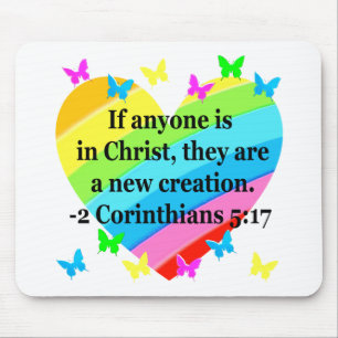 LOVE FILLED 2 CORINTHIANS 5:17 VERSE MOUSE MAT