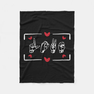 Love Finger Sign Language Asl Valentines Day Gift  Fleece Blanket