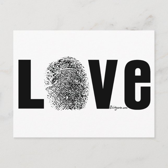 Love Fingerprint Black and White Postcard