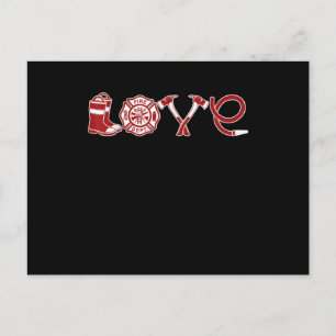 Love Firefighter Valentines Day   Firefighter Wife Holiday Postcard