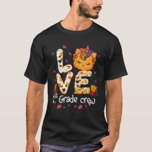 Love First Grade Crew Cute Unicorn Pumpkin Hallowe T-Shirt