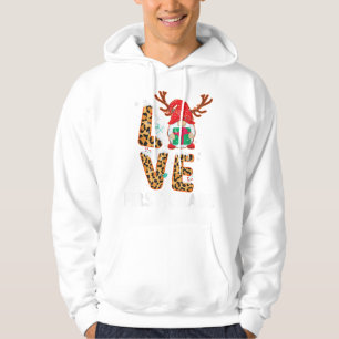 Love First Grade Leopard Reindeer Santa Christmas Hoodie
