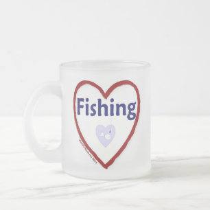 Love Fishing Frosted Glass Coffee Mug