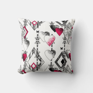 Love, fishnet, patchwork cushion