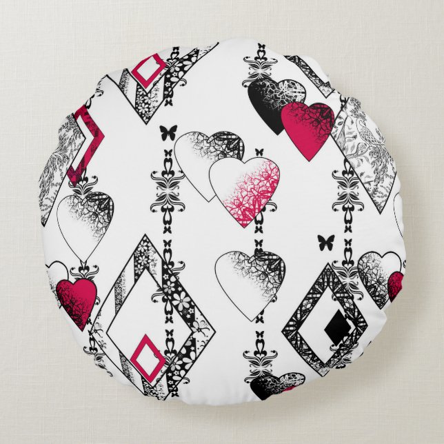 Love, fishnet, patchwork round cushion (Back)